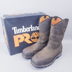 Timberland Pro Boots Mens Size 10 W Composite Toe True Grit Work Brown Leather